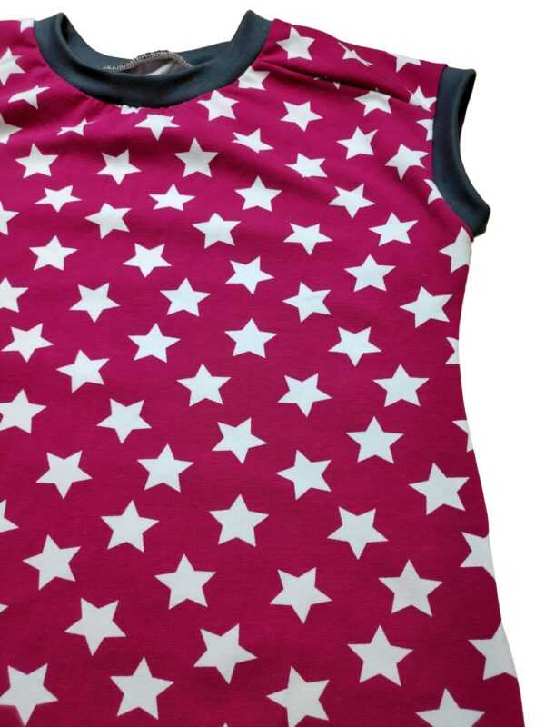T-Shirt Magenta Pinklila Mit Weißen Großen Sternen Saum Oder Bündchen 74-158 Nicki, Shirt Sommer
