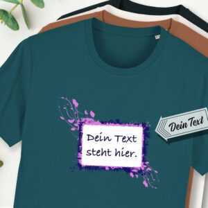T-Shirt Mit Blumenranke, Personalisierter Text, Bio-T-Shirt Herren, Bedruckt, Personalisiert, Baumwolle, Jersey