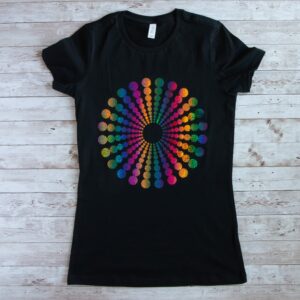T-Shirt Mit Einem Kreis-Motive, Schwarzes Damen T-Shirt, T-Shirt Für in Schwarz, T-Shirt Kreise