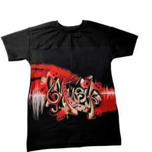 T-Shirt Schwarz Graffiti Musik Teenager Rot