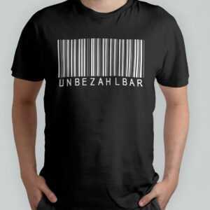 T-Shirt - Unbezahlbar, Barcode Style Shirt, Schwarzes Shirt Mit Print in Weiß
