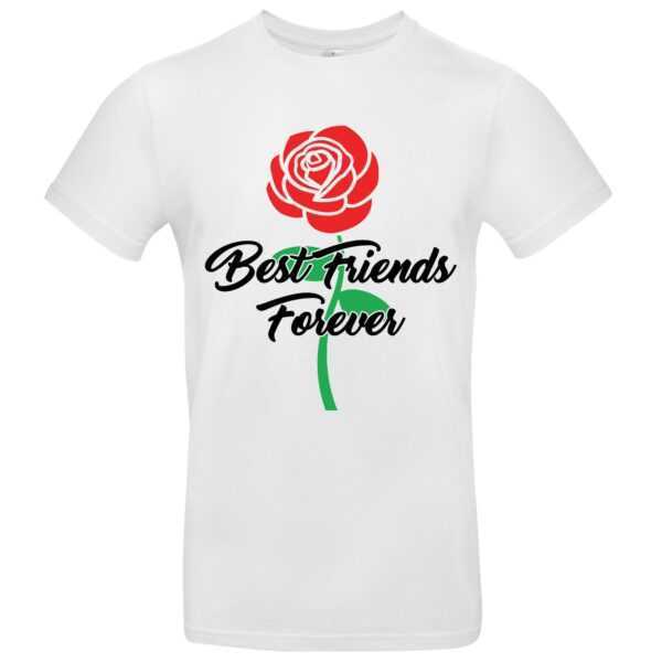 T-Shirts, Best Friends Forever, Rose, Grün, Rot, Schriftzug, Unisex Frontdruck