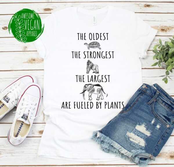 The Oldest Strongest Largest Animals Are Plant Based, Vegan Power Saying For Veganism & Vegetarian Awareness, Premium T-Shirt