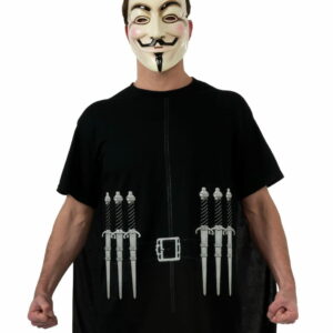 V wie Vendetta T-Shirt mit Cape & Guy Fawkes Maske V For Vendetta