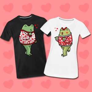 Valentinstag Geschenk Personalisiert Pärchen Paar Geschenkidee T-Shirt Cottagecore Frösche Motiv