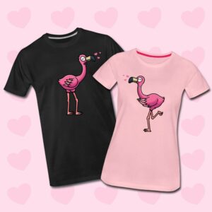 Valentinstag Geschenk Personalisiert Pärchen Paar Geschenkidee T-Shirt Flamingo Motiv