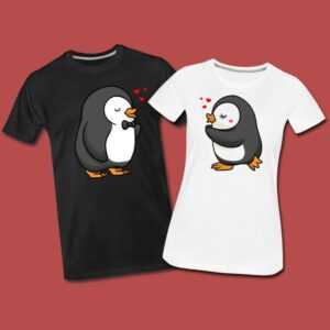 Valentinstag Geschenk Personalisiert Pärchen Paar Geschenkidee T-Shirt Pinguin Motiv Liebespaar Ehe