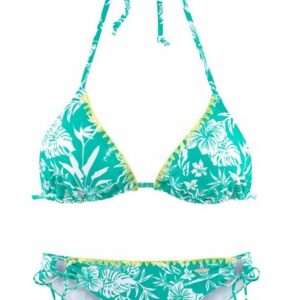 Venice Beach Triangel-Bikini mit kontrastfarbener Häkelkante