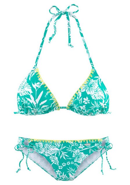 Venice Beach Triangel-Bikini mit kontrastfarbener Häkelkante