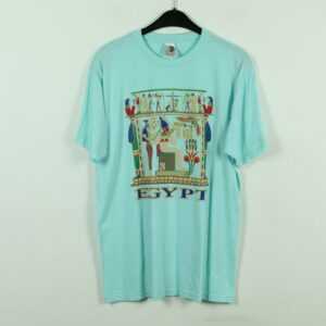 Vintage Ägypten 90S Souvenir T-Shirt Mit Print, Größe Xl, Illustration, Blau | Kk/21/06/650