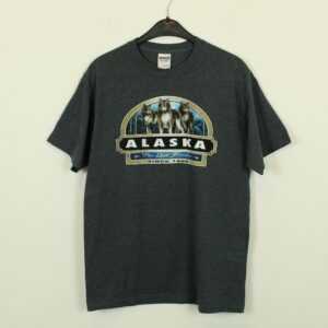 Vintage Alaska 90S Souvenir T-Shirt Mit Print, Größe M, Wölfe, Illustration | Kk/21/06/497