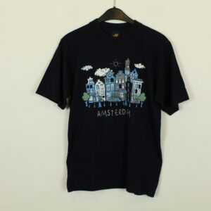 Vintage Amsterdam 90S Souvenir T-Shirt Mit Print, Größe S, Illustration, Blau | Kk/21/06/604
