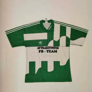Vintage Attraktivste Fb Team Football T-Shirt/ Adidas Sport Tee/Vtg 80Er Fußball T-Shirt/Adidas Vintage Fußbalt Jersey Weiß Grün