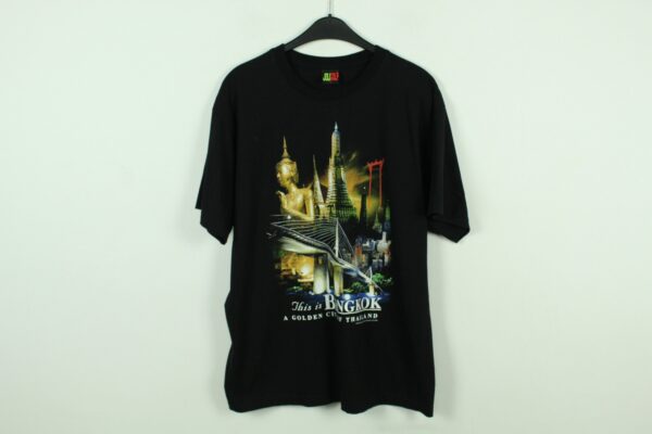Vintage Bangkok Thailand 90S Souvenir T-Shirt Mit Print, Größe L, Illustration, Schwarz | Kk/21/07/061
