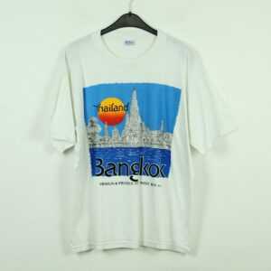 Vintage Bangkok Thailand 90S Souvenir T-Shirt Mit Print, Größe L, Illustration, Weiß | Kk/21/07/045