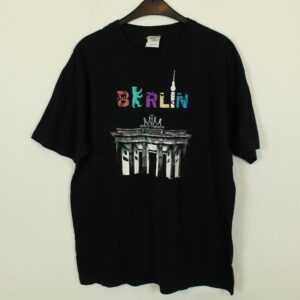 Vintage Berlin Deutschland 90S Souvenir T-Shirt Mit Print, Größe L, Illustration, Schwarz | Kk/21/06/568