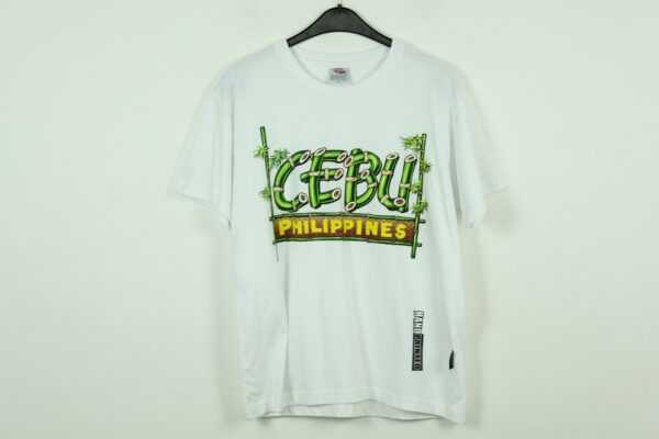 Vintage Cebu Philippinen 90S Souvenir T-Shirt Mit Print, Größe M, Illustration, Weiß | Kk/21/07/029