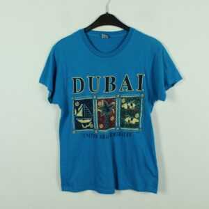 Vintage Dubai 90S Souvenir T-Shirt Mit Print, Größe S, Illustration, Blau | Kk/21/06/670