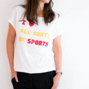 Vintage Grafik T-Shirt - I Love All Sorts Of Sports Unisex Top, Casual Print T-Shirt, Frauen Statement Typography
