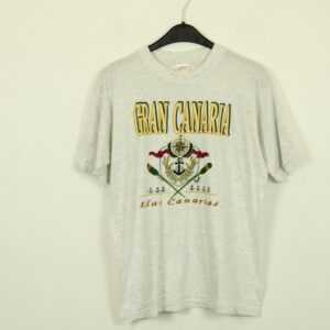 Vintage Gran Canaria 90S Souvenir T-Shirt Mit Print, Größe M, Grau | Kk/21/06/530