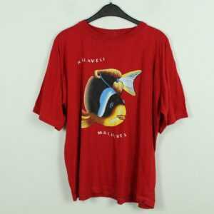 Vintage Halaveli Malediven 90S Souvenir T-Shirt Mit Print, Größe L, Illustration, Rot | Kk/21/09/025