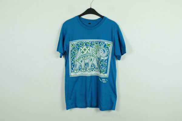 Vintage Indien 90S Souvenir T-Shirt Mit 3D Print, Größe M, Illustration, Blau | Kk/21/10/412