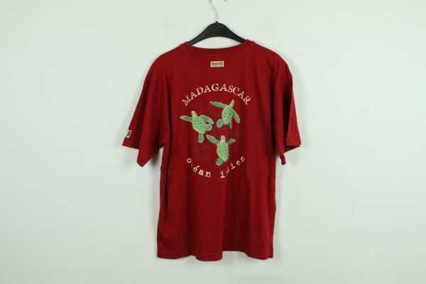 Vintage Madagaskar 90S Souvenir T-Shirt Mit Backprint, Größe L, Illustration, Rot | Kk/21/10/413