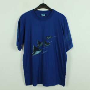Vintage Malediven 90S Souvenir T-Shirt Mit Print, Größe Xl, Illustration, Blau | Kk/21/09/031