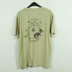 Vintage Mauritius 90S Souvenir T-Shirt Mit Backprint, Größe Xl, Illustration, Beige | Kk/21/09/041