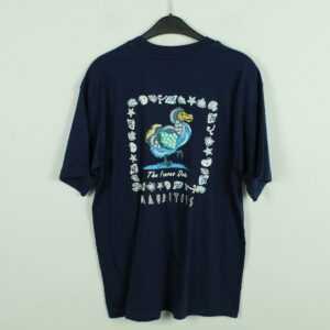 Vintage Mauritius 90S Souvenir T-Shirt Mit Print, Größe L, Illustration, Blau, Dodo | Kk/21/09/038