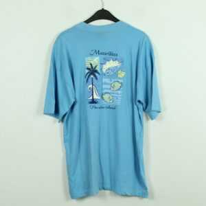 Vintage Mauritius 90S Souvenir T-Shirt Mit Print, Größe Xl, Illustration, Blau | Kk/21/09/033