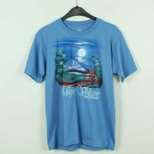 Vintage Mayon Vulkan 90S Souvenir T-Shirt Mit Print, Größe S, Illustration, Blau | Kk/21/07/031