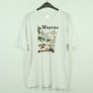 Vintage Mayreau 90S Souvenir T-Shirt Mit Print, Größe L, Illustration, Weiß | Kk/21/07/025