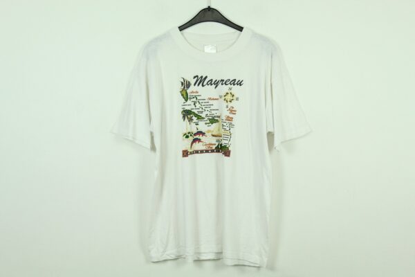 Vintage Mayreau 90S Souvenir T-Shirt Mit Print, Größe L, Illustration, Weiß | Kk/21/07/025