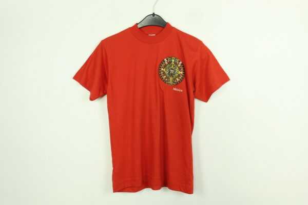 Vintage Mexiko 90S Souvenir T-Shirt Mit Print, Größe S, Illustration, Rot | Kk/21/08/119
