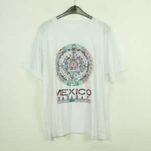 Vintage Mexiko 90S Souvenir T-Shirt Mit Print, Größe Xl, Illustration, Weiß | Kk/21/08/131