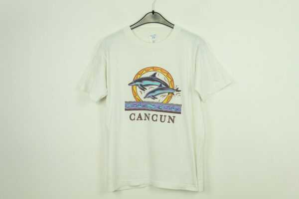 Vintage Mexiko Cancun 90S Souvenir T-Shirt Mit Print, Größe M, Illustration, Weiß | Kk/21/10/417