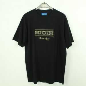Vintage Mexiko - Huatulco 90S Souvenir T-Shirt Mit Stickerei, Größe L, Illustration, Schwarz | Kk/21/08/127
