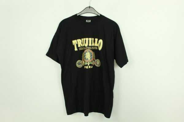 Vintage Peru Trujillo 90S Souvenir T-Shirt Mit Print, Größe L, Illustration, Schwarz | Kk/21/10/422