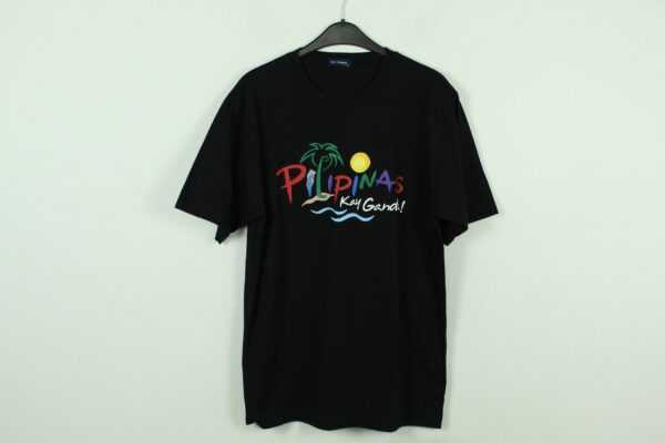 Vintage Philippinen 90S Souvenir T-Shirt Mit Print, Größe Xl, Illustration, Schwarz | Kk/21/07/034