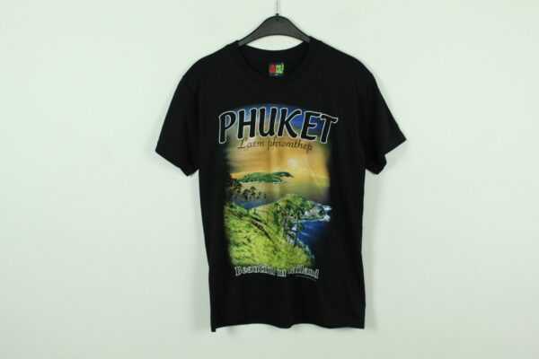 Vintage Phucket Thailand 90S Souvenir T-Shirt Mit Print, Größe M, Illustration, Schwarz | Kk/21/07/057