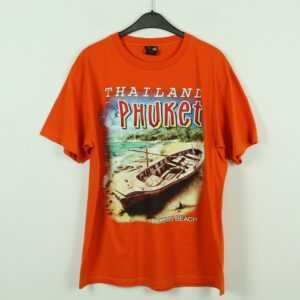 Vintage Phuket Thailand 90S Souvenir T-Shirt Mit Print, Größe L, Illustration, Orange | Kk/21/07/049