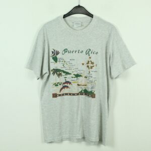 Vintage Puerto Rico 90S Souvenir T-Shirt Mit Print, Größe M, Illustration, Grau | Kk/21/07/019