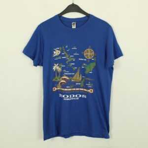 Vintage Rhodos Griechenland 90S Souvenir T-Shirt Mit Print, Größe S, Landkarte | Kk/21/06/504/505