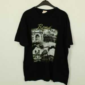 Vintage Rom Italien 90S Souvenir T-Shirt Mit Print, Größe Xxl, Illustration, Schwarz | Kk/21/06/561