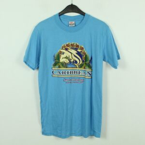 Vintage Santo Domingo 90S Souvenir T-Shirt Mit Print, Größe S, Illustration, Karibik, Blau | Kk/21/07/018