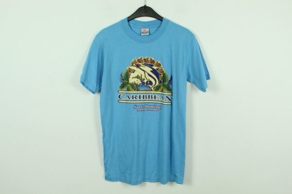 Vintage Santo Domingo 90S Souvenir T-Shirt Mit Print, Größe S, Illustration, Karibik, Blau | Kk/21/07/018
