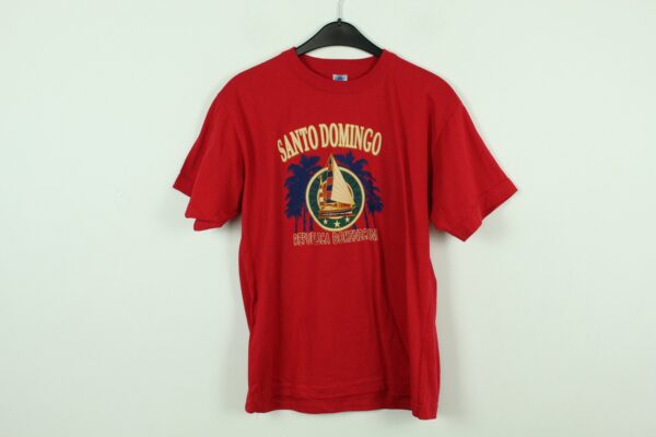 Vintage Santo Domingo 90S Souvenir T-Shirt Mit Print, Größe S, Illustration, Rot | Kk/21/07/021