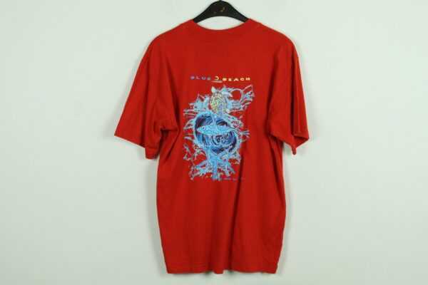 Vintage Seychellen 90S Souvenir T-Shirt Mit Backprint, Größe M, Illustration, Rot | Kk/21/10/410