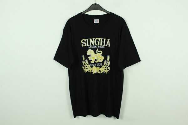 Vintage Singha Bier 90S Souvenir T-Shirt Mit Print, Größe L, Illustration, Schwarz | Kk/21/07/050